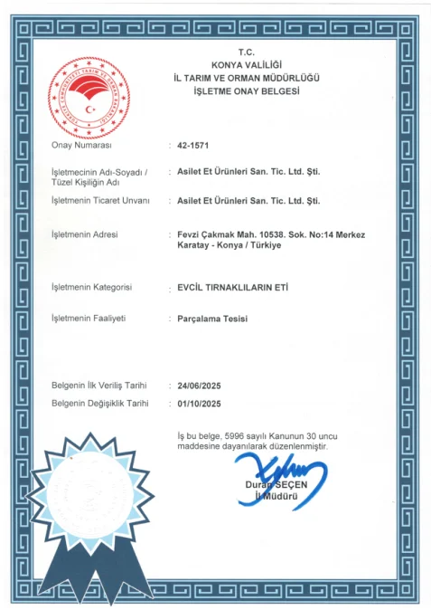 İşletme Onay Belgesi belgesinin önizlemesi